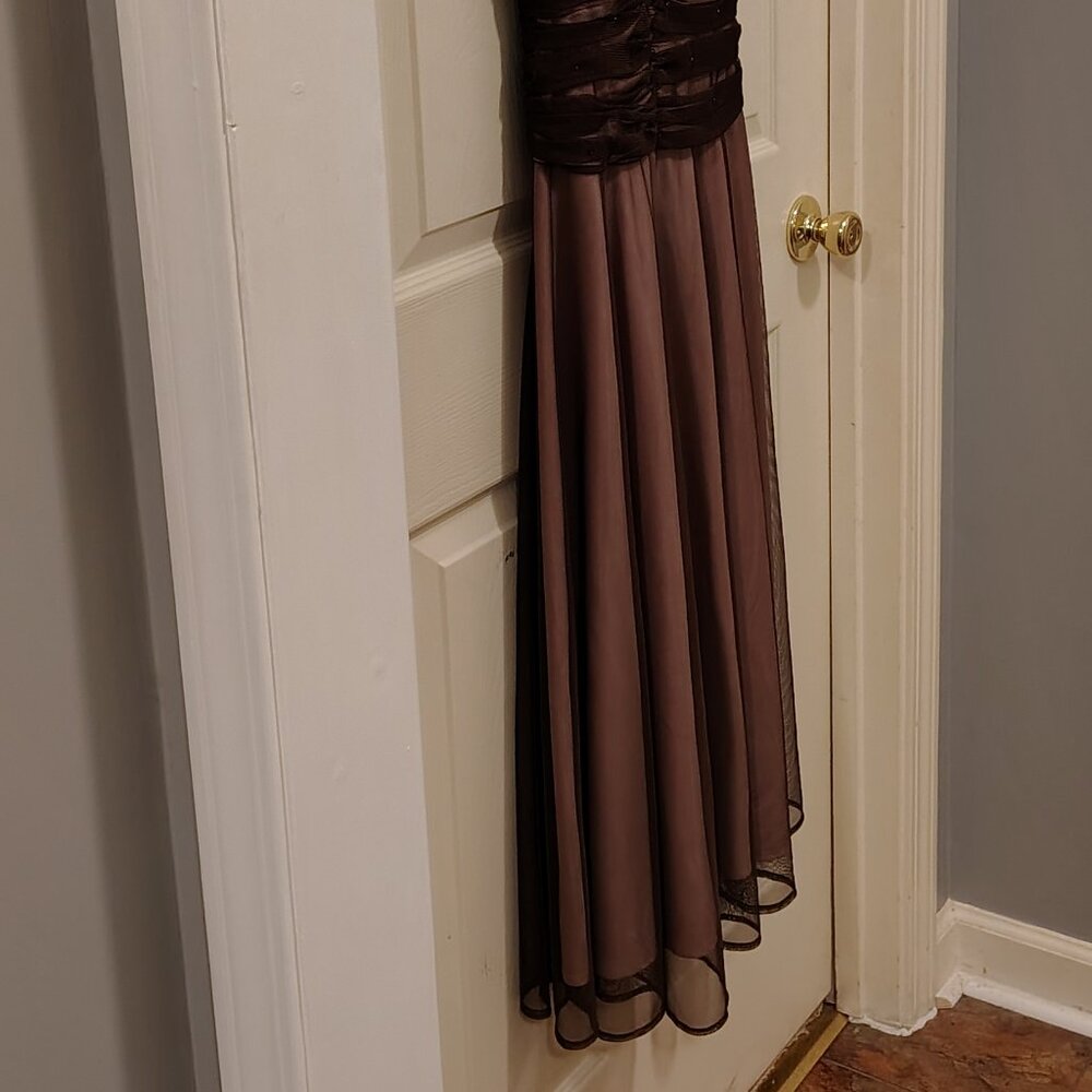 Vtg NWOT Women's Size 8 Brown Pink Lace Dress Formal Midi Positive Attitude - Picture 2 of 8